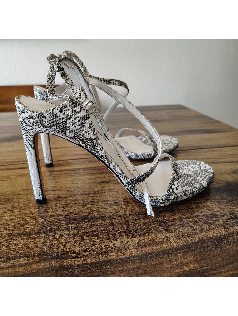 Stuart Weitzman Snake Print Ankle Strap Heels Size 8 M